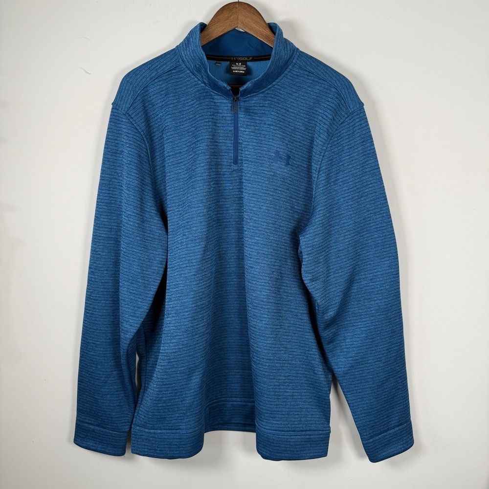 Under Armour‎ Golf Storm 1/4 Zip Pullover Blue Textured Fleece Lined 2XL